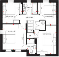 First floor plan of the Radleigh 4 bedroom home