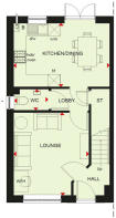 Ground floor plan of the Ellerton 3 bedroom home at Treledan, Saltash