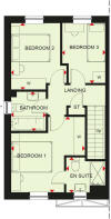 First floor plan of the Ellerton 3 bedroom home at Treledan, Saltash