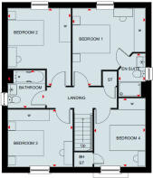 First floor plan of the Kirkdale 4 bedroom home at Treledan