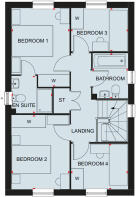 First floor plan of the Ingleby 4 bedroom home at Treledan