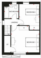 First floor plan of our 2 bed Roseberry home