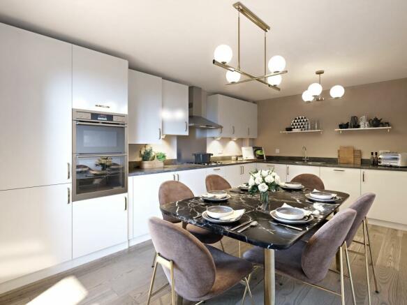 CGI open-plan kitchen/dining are Formby style home