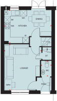 Ground floor plan of the Archford 3 bedroom home at Hampton Mill