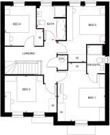 First floor of the 4 bedroom Holden with square bay window