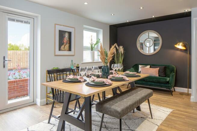 Open plan kitchen with dining area in the Ingleby 4 bedroom home