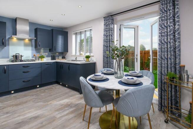 The stunning open plan kitchen looking through into the garden