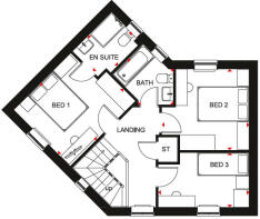 Typical Lutterworth 3 bedroom first floor plan