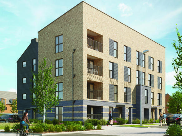 External CGI of Redrow Sandstone House apartment block