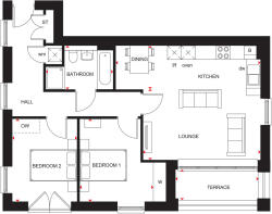 Floorplan of 2 bedroom apartment