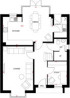 ground floor floor plan in 4 bedroom Holden home