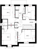 first floor floor plan in 4 bedroom Holden home