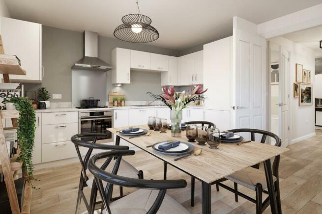 Open-plan kitchen and dining area