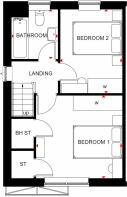 Typical Roseberry two bedroom home first floor Plan