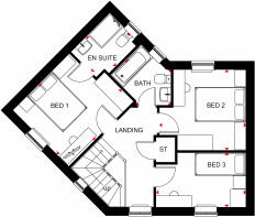 First floor plan of our 3 bed Lutterworth home