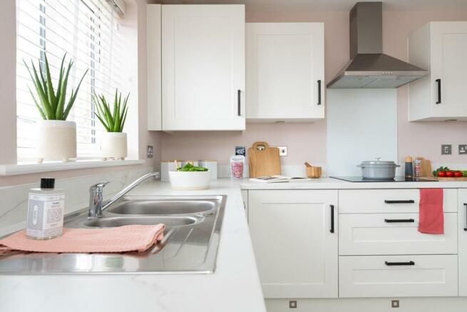 Kitchen is flooded with natural light