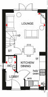 Ground floor plan of our 2 bed Denford home