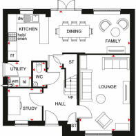 Typical Radleigh style four bedroom home ground floor plan