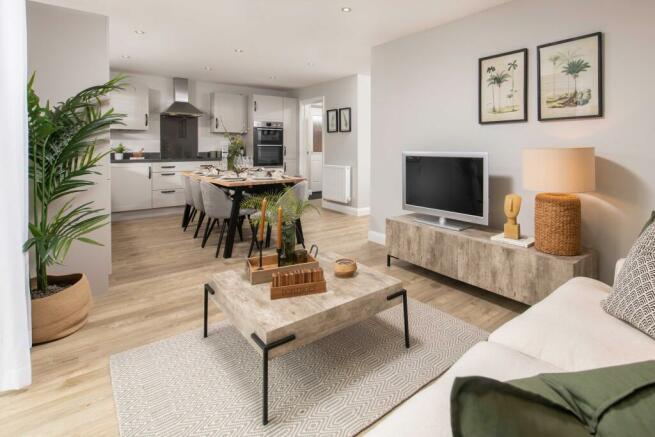 Internal view of a spacious open-plan kitchen-diner