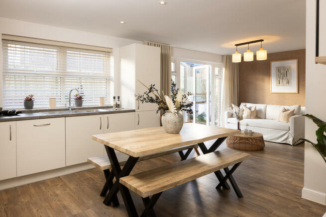 Internal shot of the open-plan kitchen/dining/family area in the kirkdale