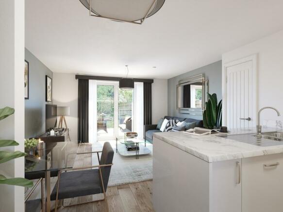 The kitchen/dining area boasts double doors out to the kitchen