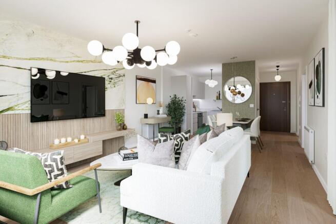 one bed kitchen dining living
