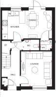 ground floor plan of Thurso 3 bedroom terraced home