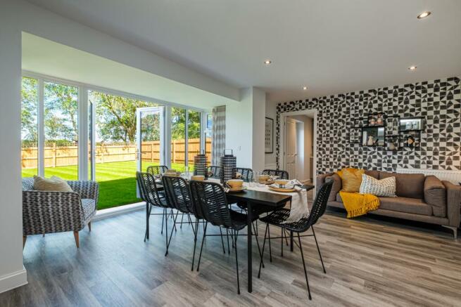 Kitchen diner with French doors in an Exeter home