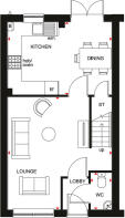 Floor plan showing the ground floor of the Maidstone 3 bedroom home