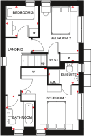 Delamare Park Barratt Homes floor plan Ennerdale 3 bedroom home first floor
