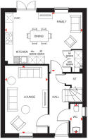 Ground floorplan of the Ingleby 4 bedroom home