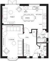 Ground floorplan of the Kirkdale 4 bedroom home