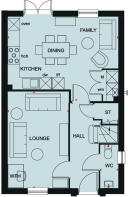 Ground floor plan of the Ingleby 4 bedroom home at Hampton Mill