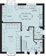 Ground floor plan of the Kirkdale 4 bedroom home at Hampton Mill