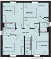 First floor plan of the Kirkdale 4 bedroom home at Hampton Mill