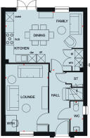 Ground floor plan of the Ingleby 4 bedroom home at Hampton Mill