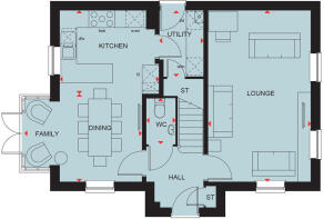 Ground floor plan of the Hollinwood 4 bedroom home at Hampton Mill