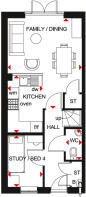 Floorplan of the Kingsville. 4 bed home. Ground floor.