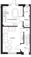 ground floor plan of Cupar 3 bedroom terraced home