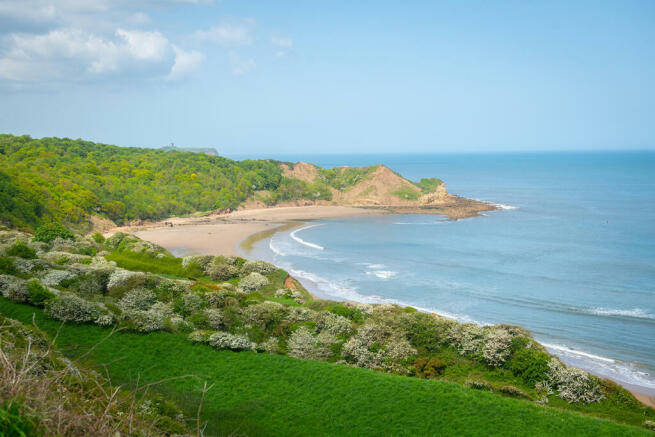 The area around Cayton Bay beach in summer