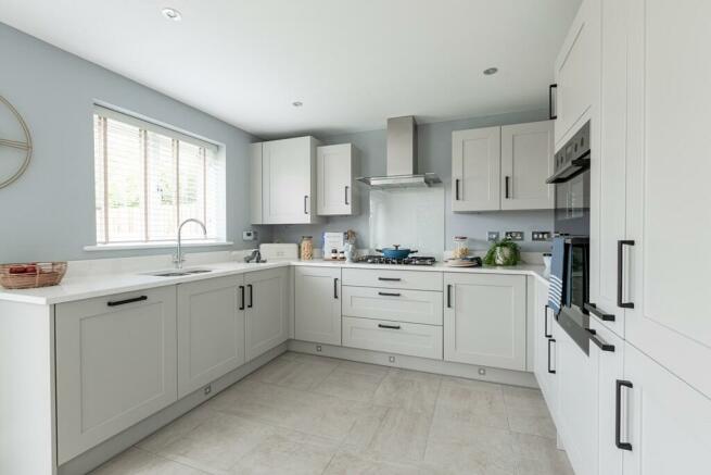 The bright open plan kitchen