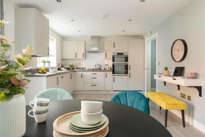 An open plan kitchen and dining area, makes entertaining easy
