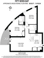 Floorplan two bed Fifty Seven East