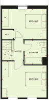 First floor plan of the Denford 2 bedroom home at Treledan, Saltash