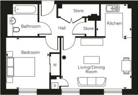 1 Bedroom floorplan 