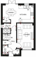 Kennisham ground floor plan at Pentref Llewelyn