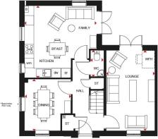 Alderney ground floor plan at Pentref Llewelyn