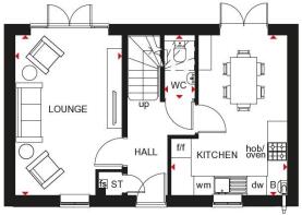Buchanan ground floor plan at Pentref Llewelyn