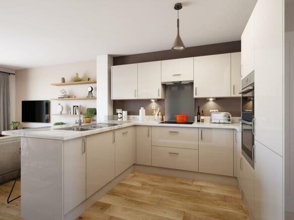 Modern kitchen with energy efficient appliances