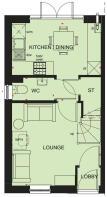 Ground floor plan of the Kenley 2 bedroom home at Victoria Heights